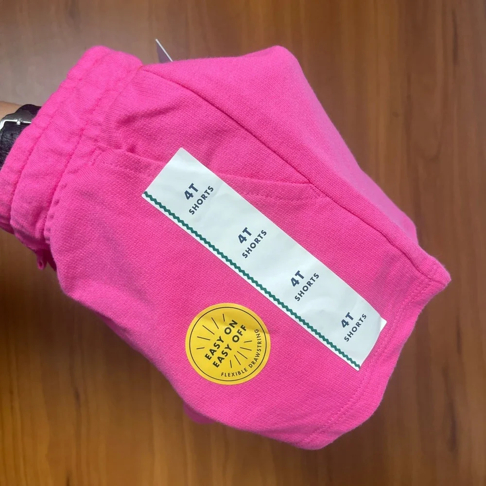 Lot of 2 Cat & Jack Toddler Girls 4T Shorts Pink Gray Knit Easy On 4yo NWT